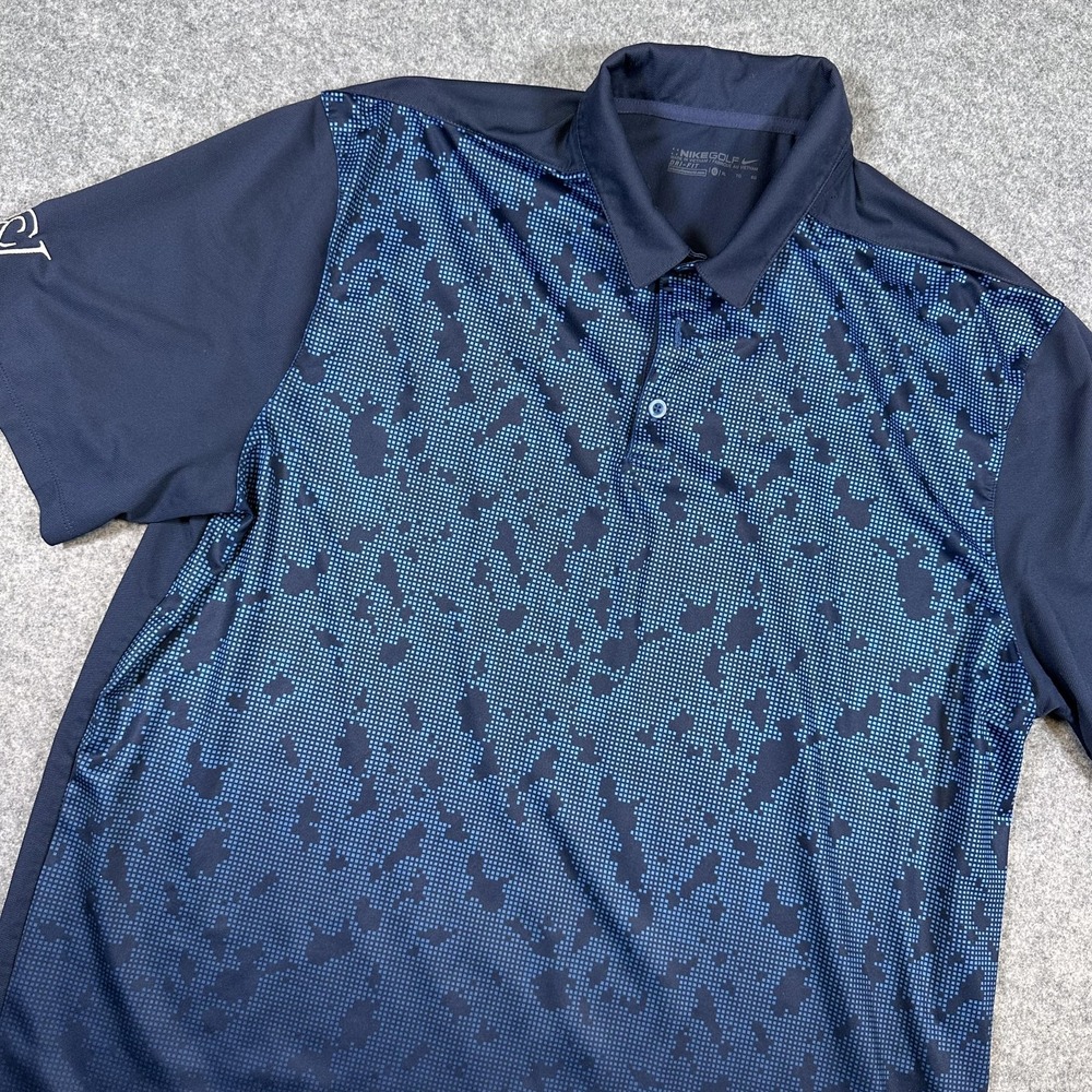 Nike Golf Polo Shirt Mens XL Blue Camo Dri-FIT Performance Top Stretch